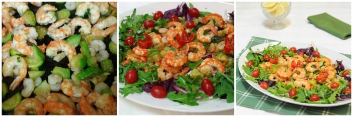 Salade de crevettes avec courgettes et roquette