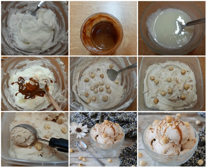 Glace à la noisette crémeuse et rapide