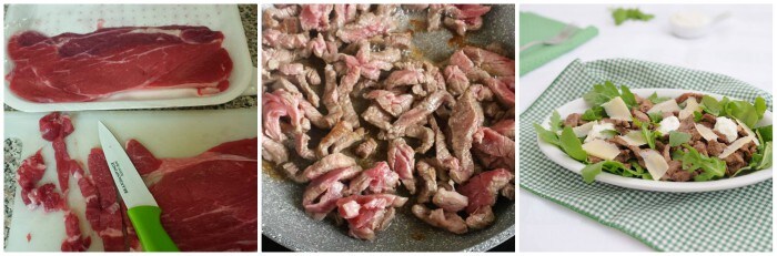 Émincés de veau avec roquette et copeaux