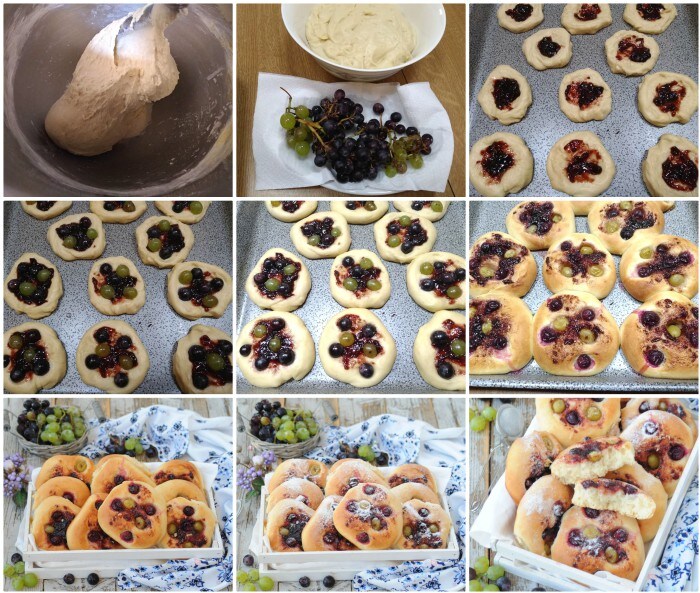 Brioches moelleuses aux raisins variés