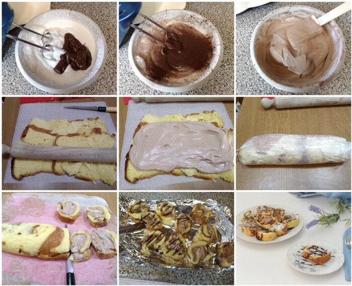 Roulés de pandoro à la crème et nutella