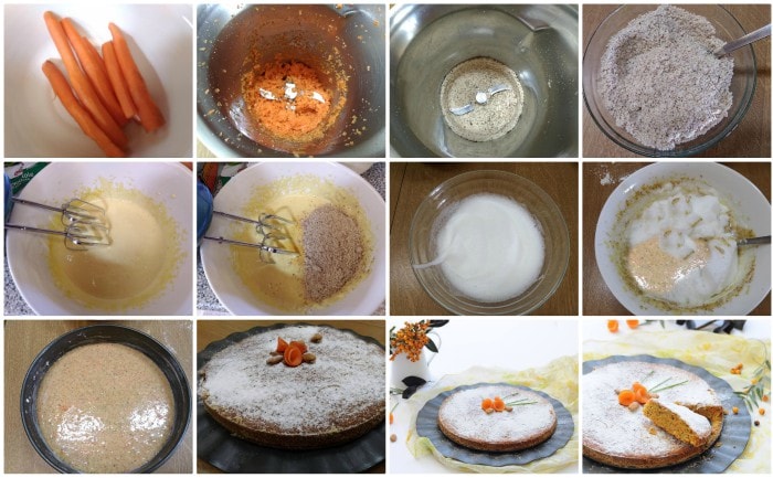 Gâteau aux carottes avec amandes et noisettes