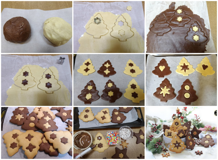 Petits sapins de Noël avec pâte sablée bicolore