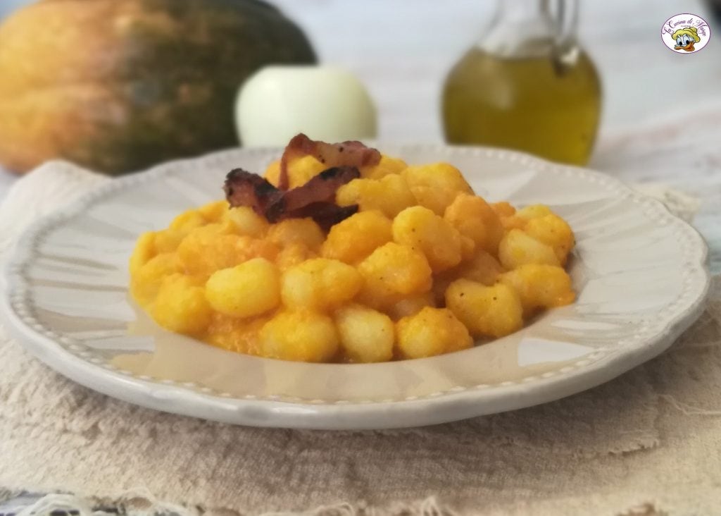 GNOCCHI avec CRÈME de COURGE et JOUES DE PORC