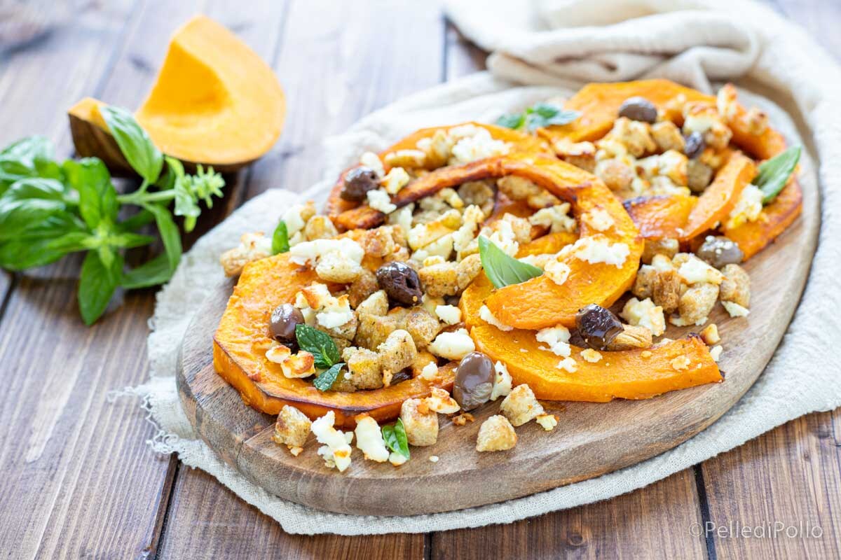 Courge avec feta au four