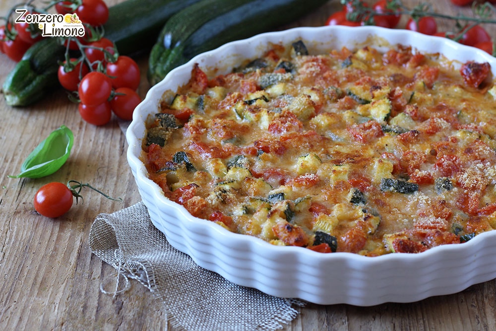 Courgettes et tomates cerises au four