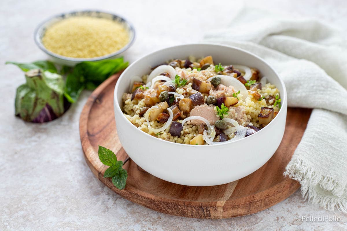 Couscous au thon et aubergines