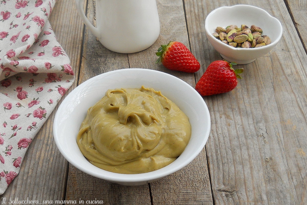 Crème pâtissière au pistache sans œufs