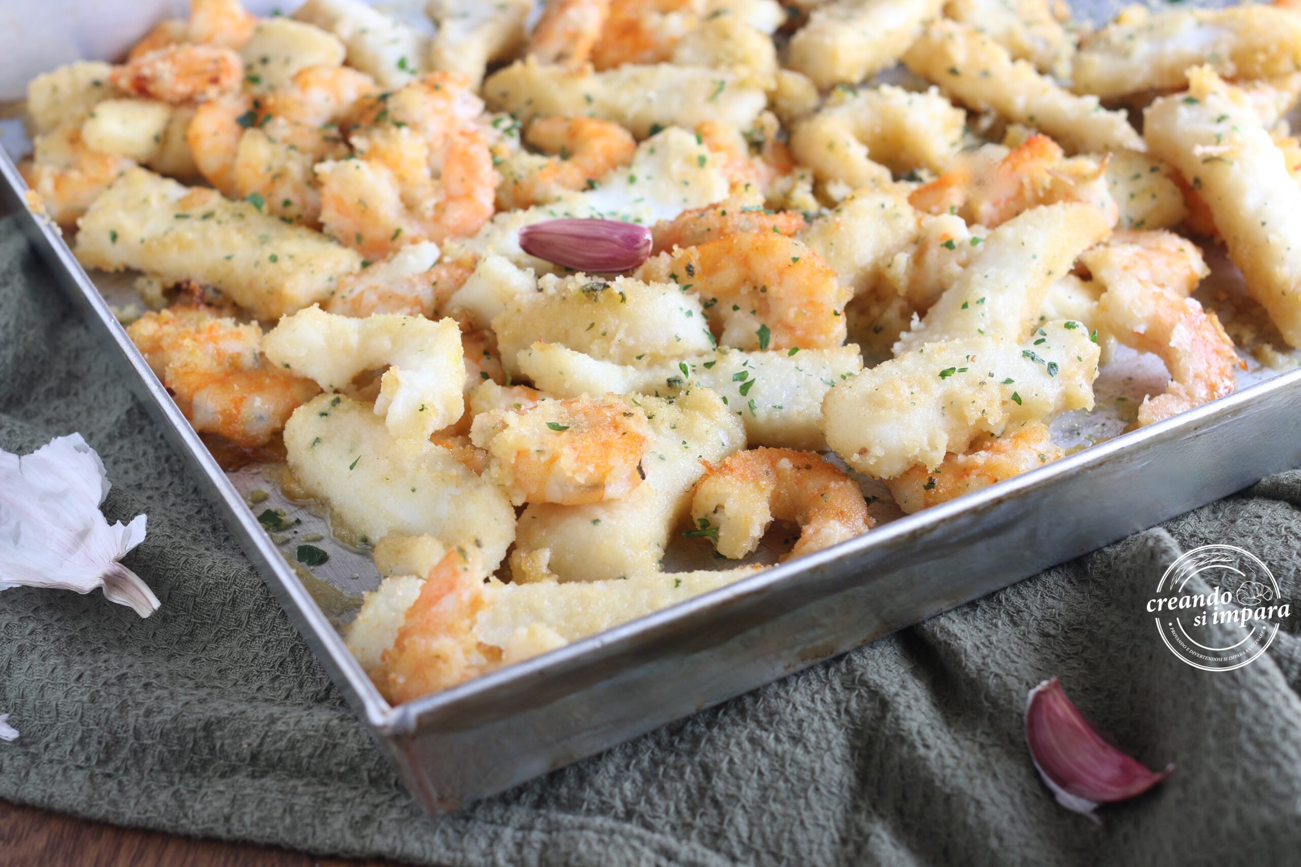 crevettes et calamars sablonneux