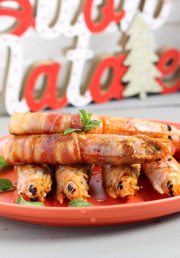 Crevettes géantes avec bacon sautés à la poêle