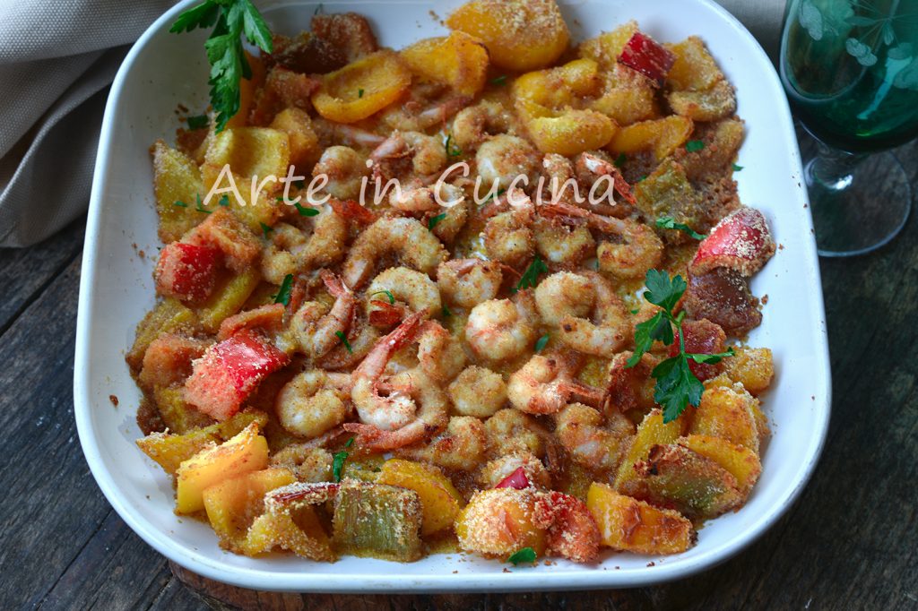 Crevettes avec poivrons gratinés sans viande