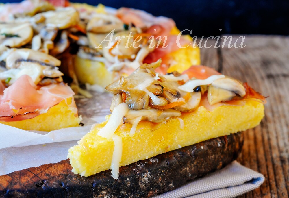 Tarte de polenta speck et champignons recette facile vickyart art en cuisine
