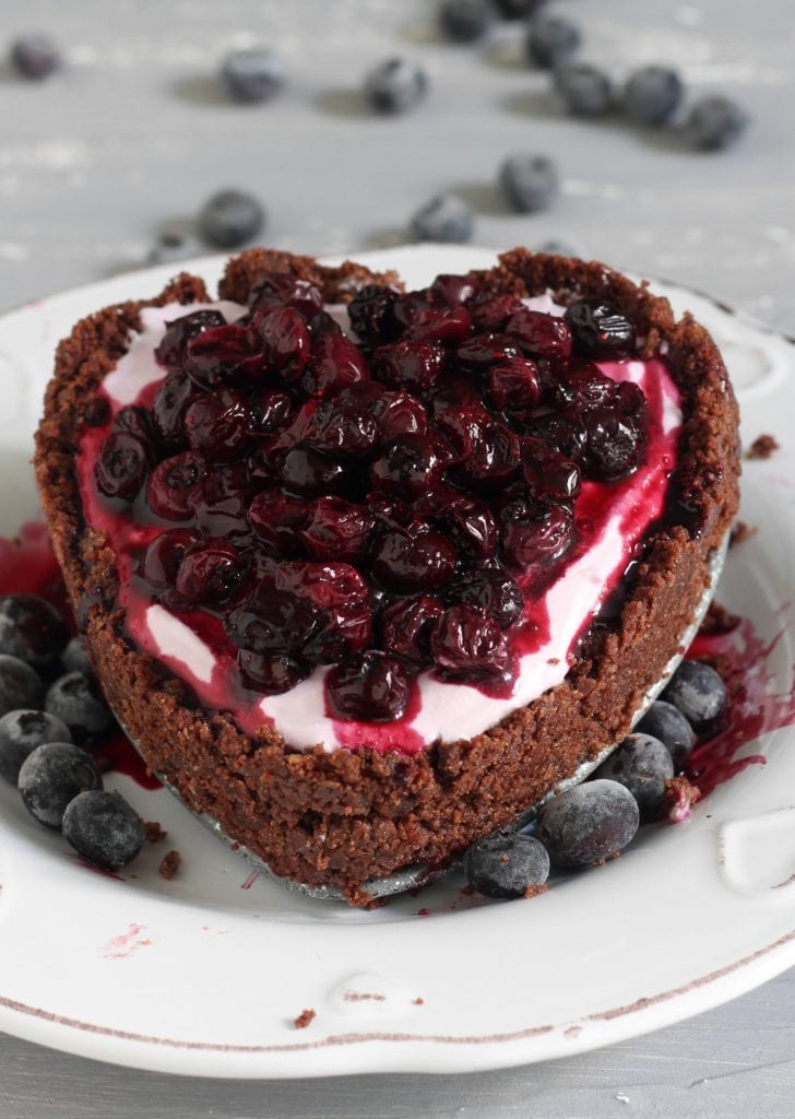 Cheesecake au chocolat et myrtilles