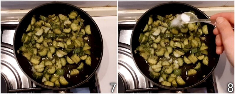d. ajouter le sucre aux courgettes aigres-douces