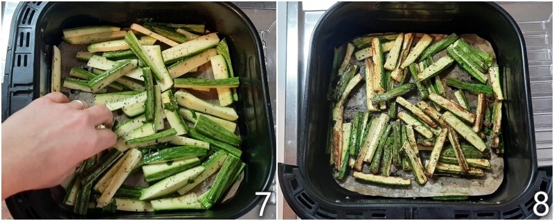 d. cuire les bâtonnets de courgettes dans la friteuse à air