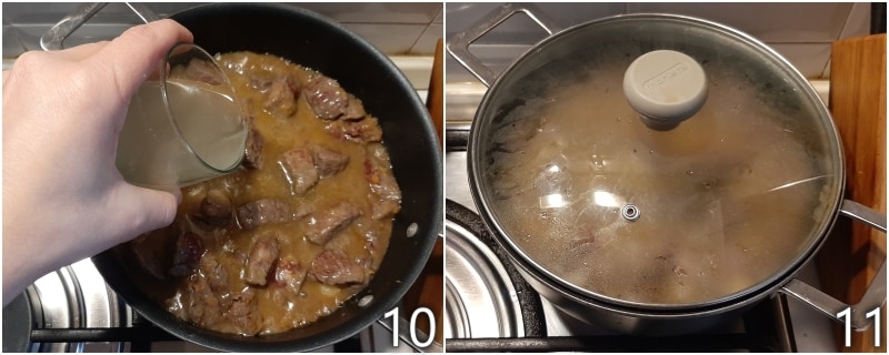d. mouiller le ragoût avec le bouillon