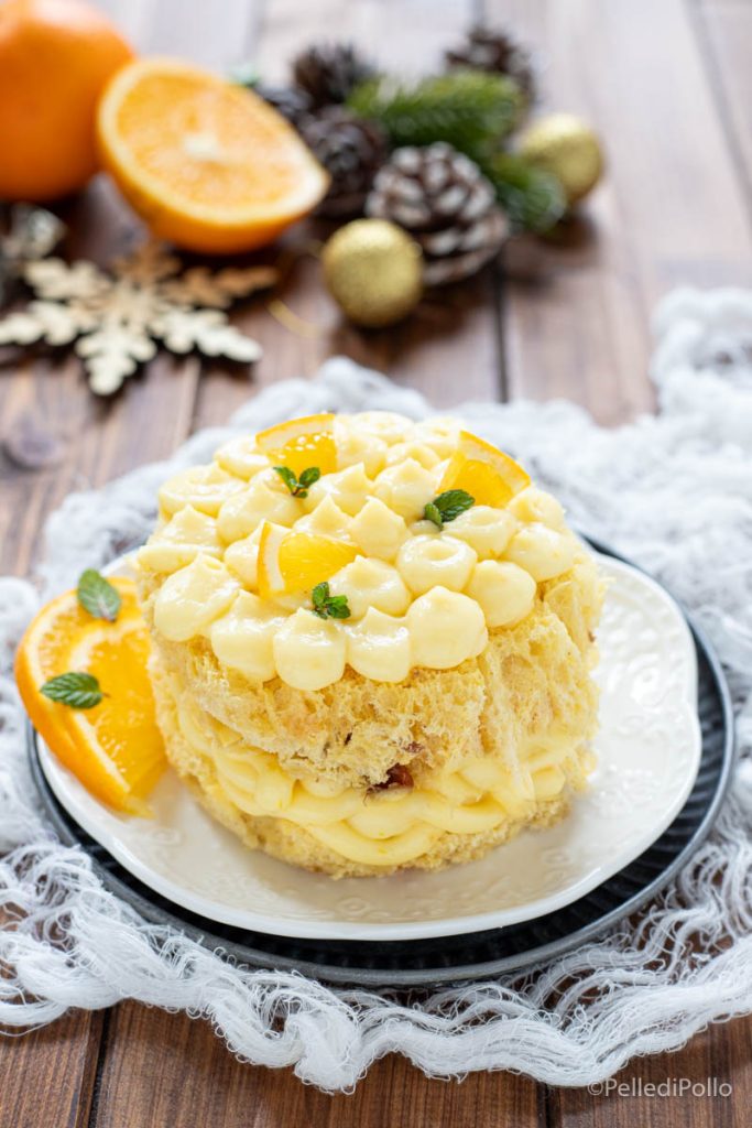 dessert avec panettone et crème