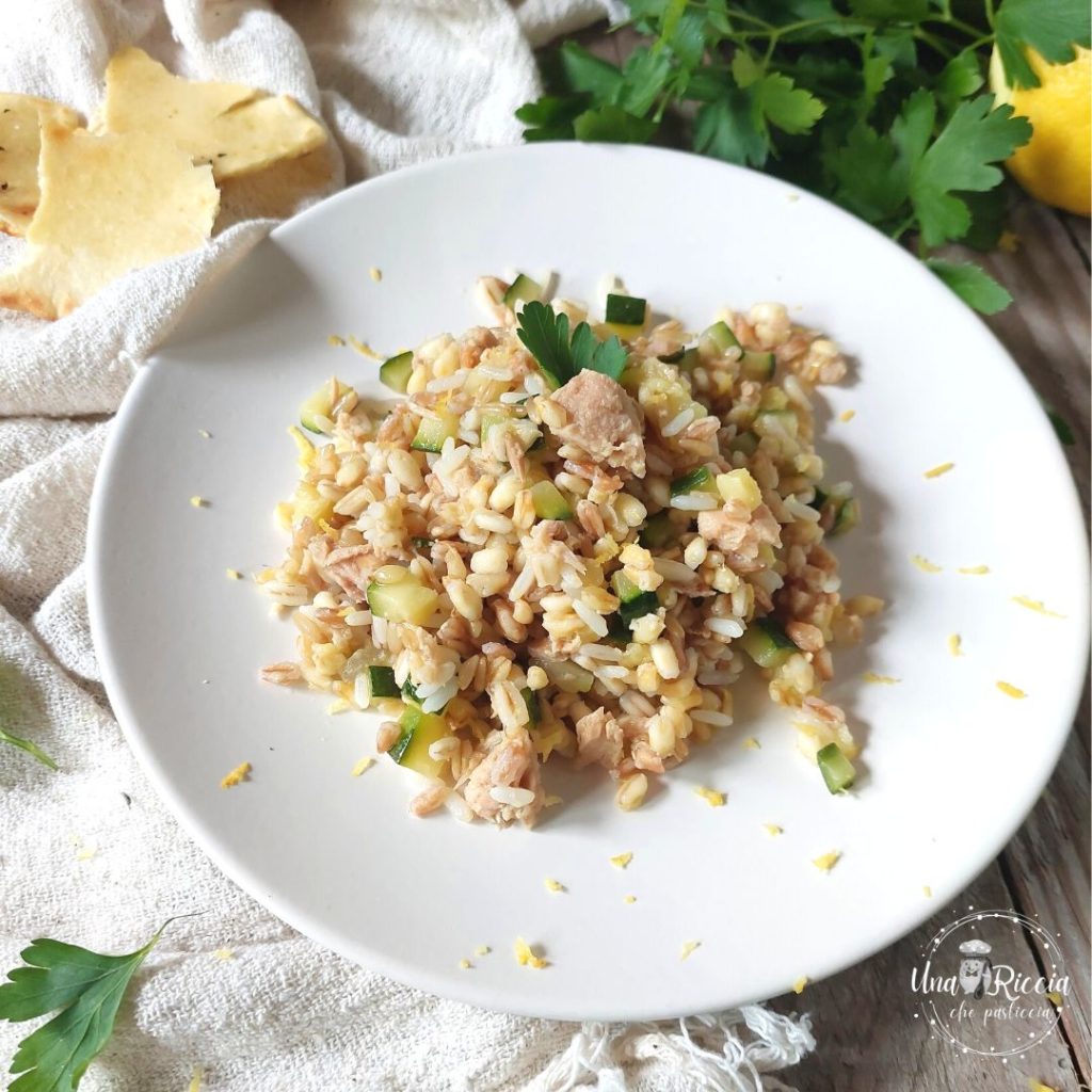 mélange de céréales avec courgettes thon et citron