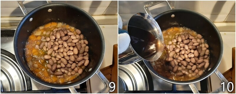 e. ajouter les haricots à la soupe de pommes de terre et potiron