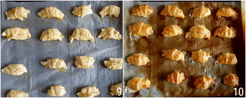e. cuire au four les mini croissants salés