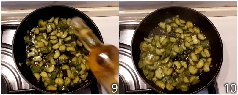 e. déglacer avec le vinaigre les courgettes aigres-douces