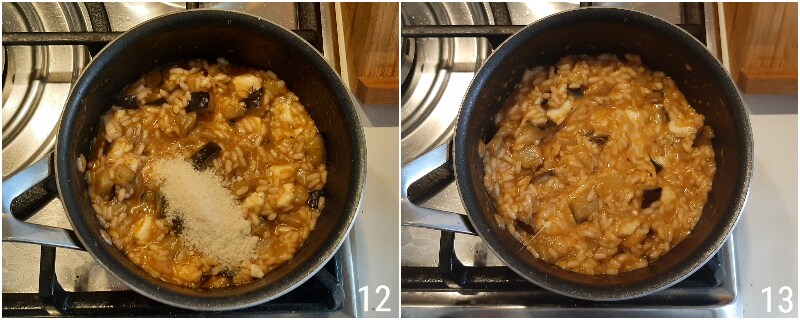 e. lier le risotto aux aubergines et scamorza sans beurre mais avec parmesan