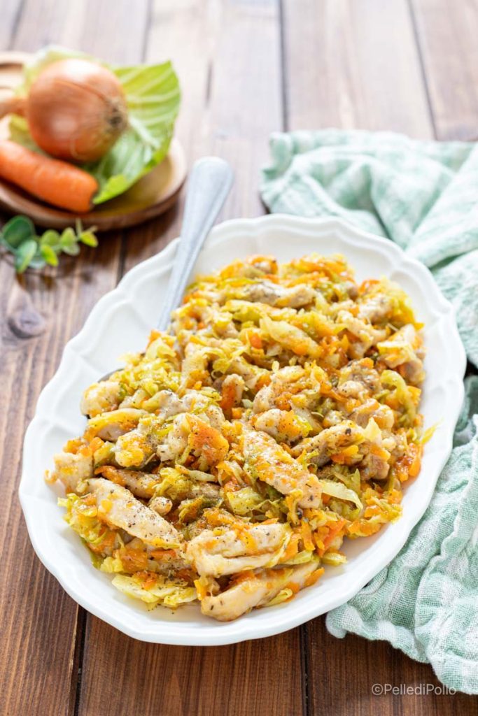 poulet avec légumes à la poêle