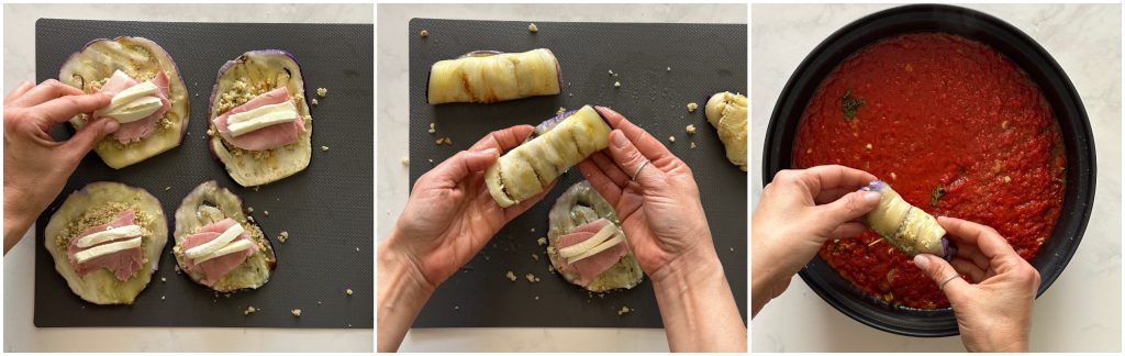 Rouleaux d'aubergines au micro-ondes
