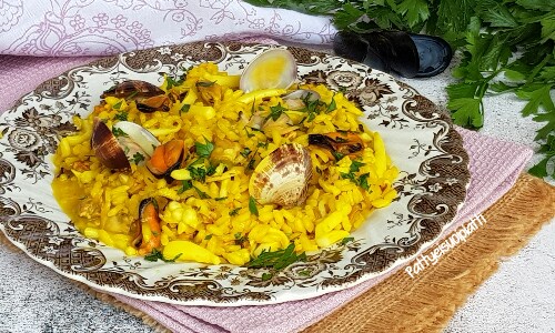 Risotto aux fruits de mer au safran