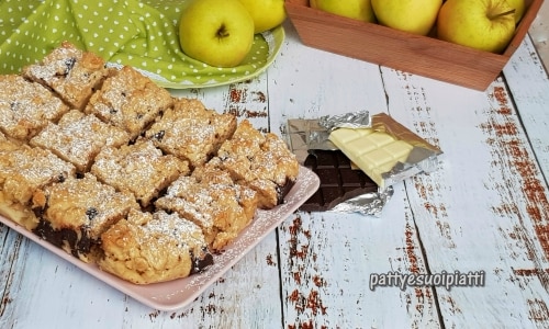 Sbriciolata aux pommes chocolat blanc et noir