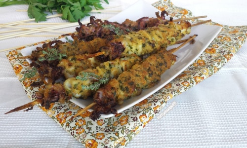 Brochettes de calamars panées