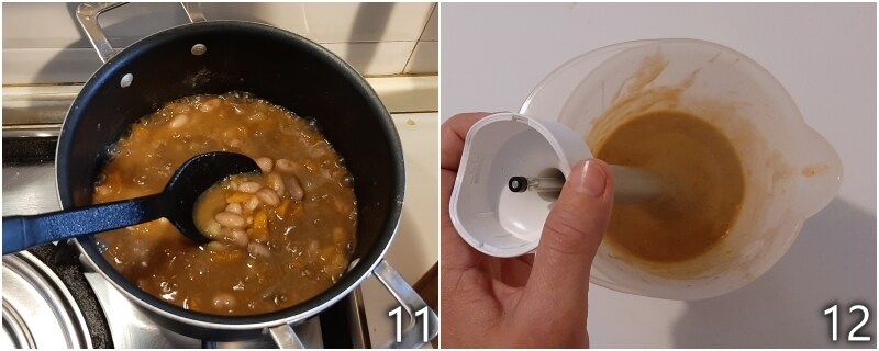 f. mixer une partie de la soupe pour la rendre plus crémeuse