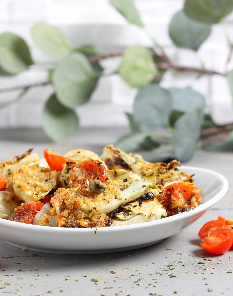 Fenouils au four avec tomates cerises et câpres