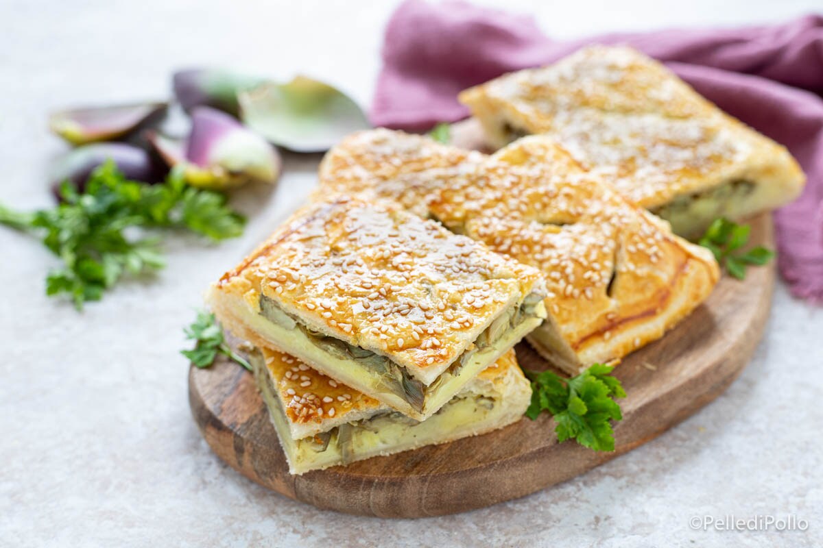Feuilleté rustique aux artichauts et pommes de terre