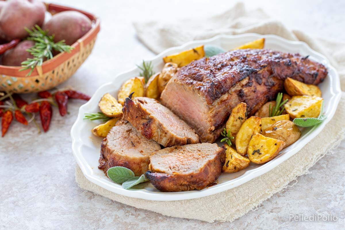 Filet de porc dans une friteuse à air