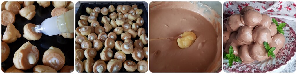 profiteroles avec crème et sauce au chocolat
