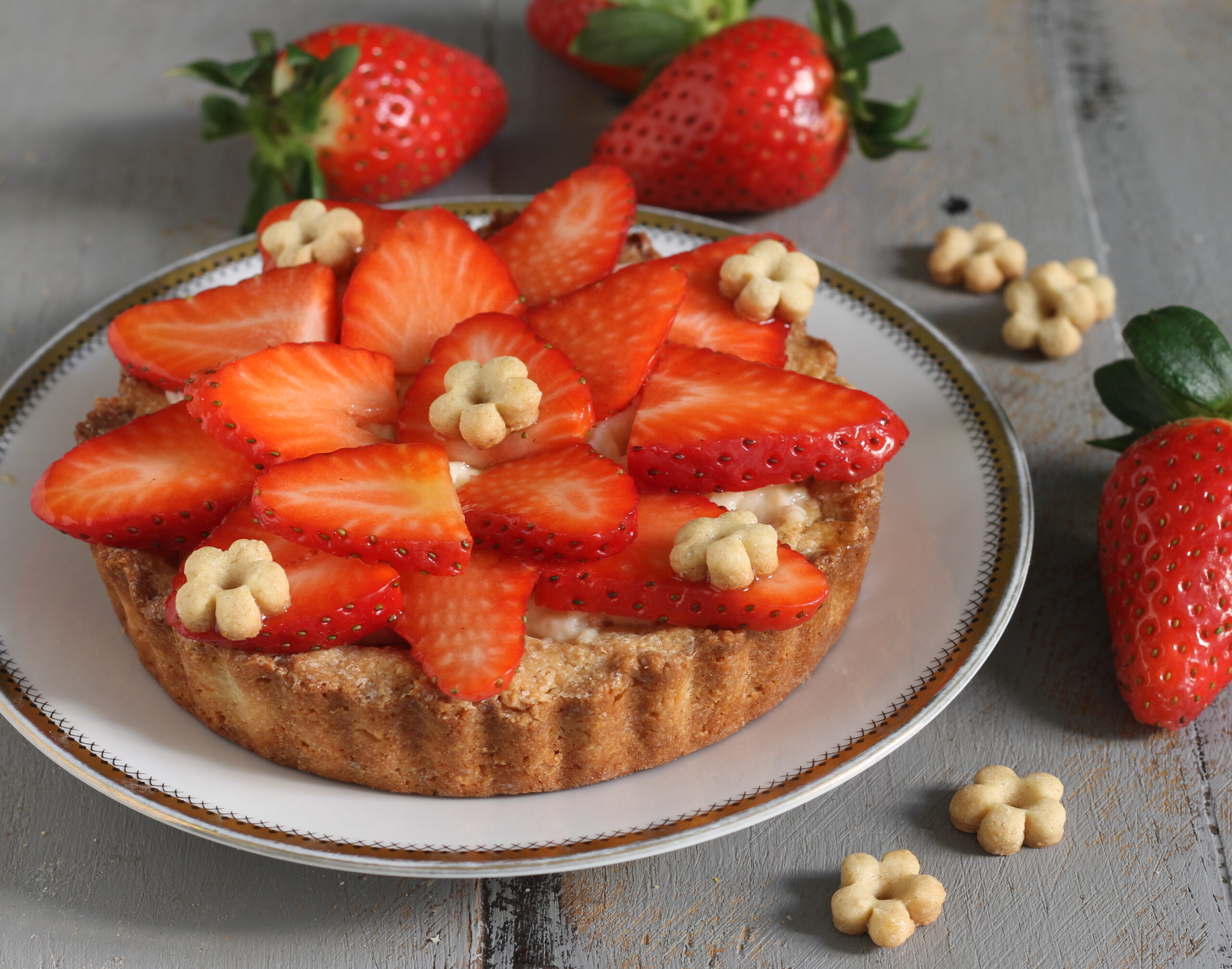 Tarte aux fraises avec crème au citron