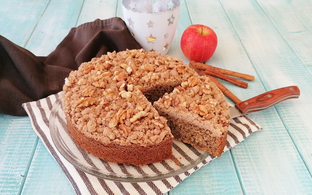 gâteau crumble aux pommes et noix