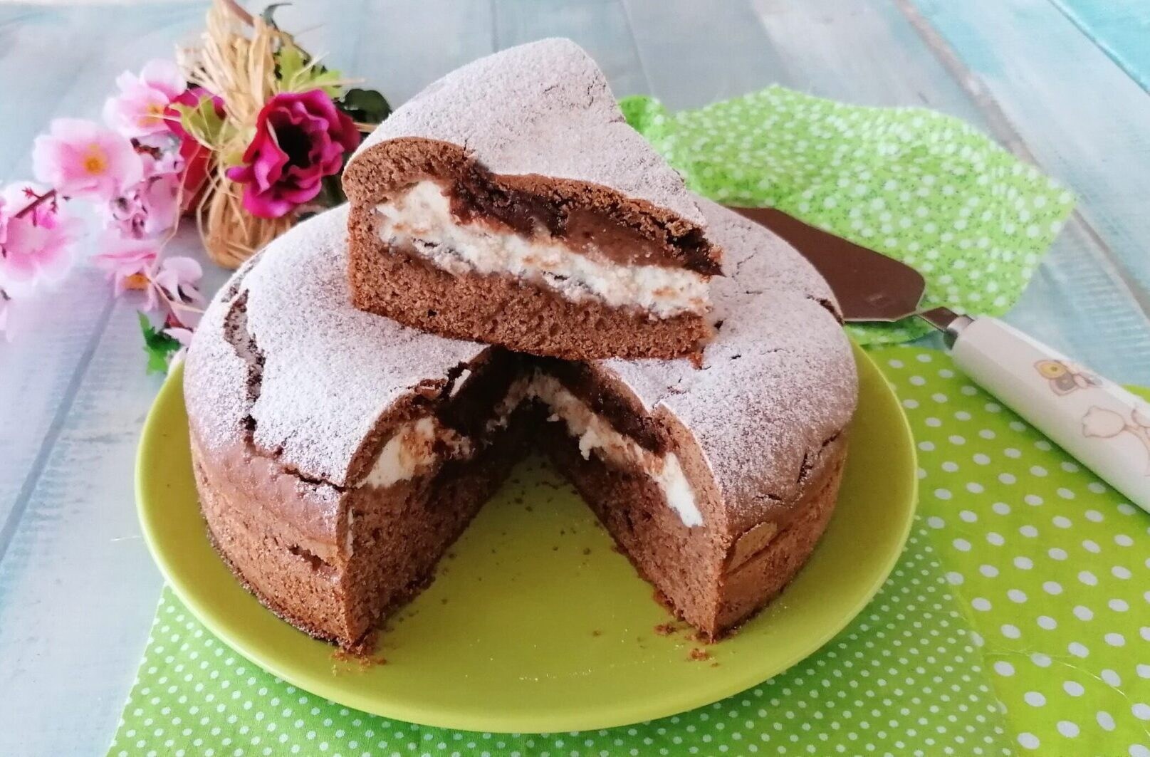 GÂTEAU COULÉ AU CACAO AVEC RICOTTA ET CRÈME DE NOISETTES