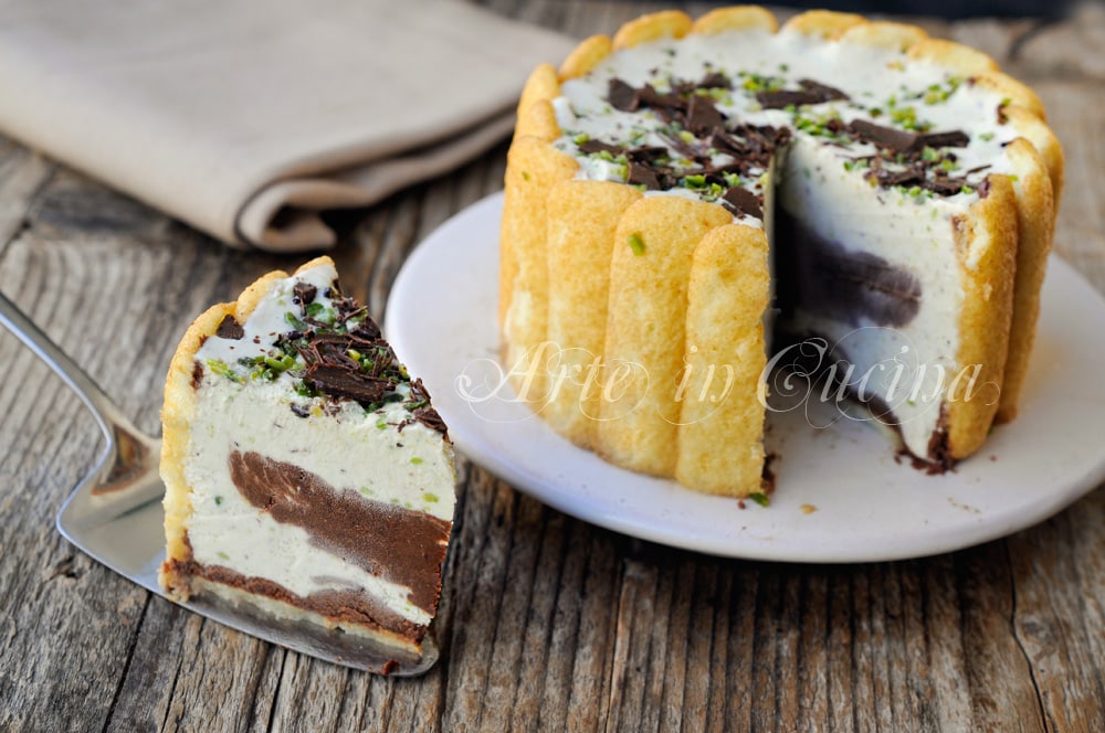 Gâteau froid pistache et chocolat avec pavesini vickyart art en cuisine