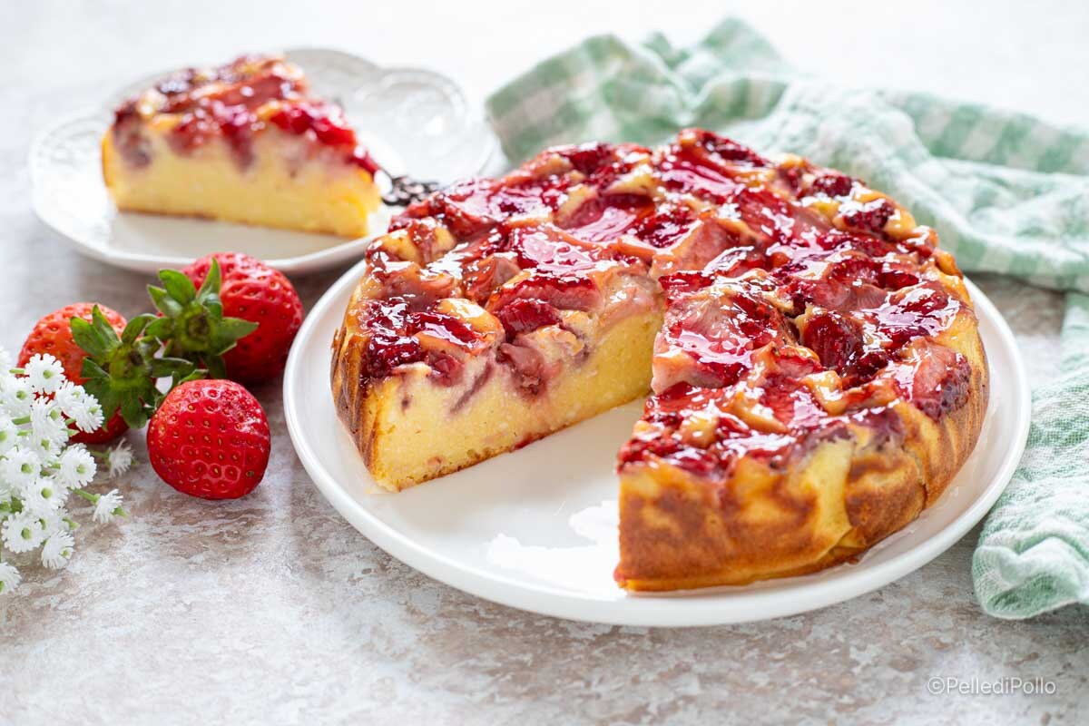 Gâteau crémeux fraises et ricotta