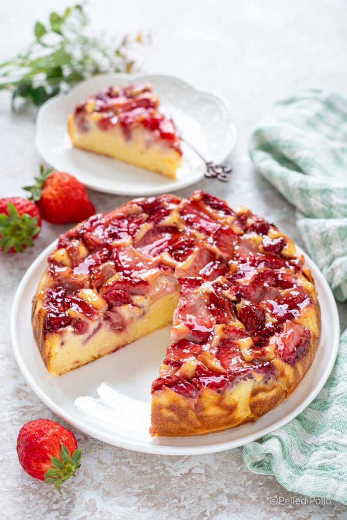gâteau ricotta et fraises crémeux
