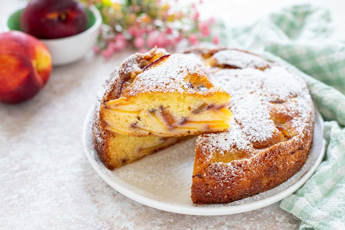 Gâteau aux pêches simple