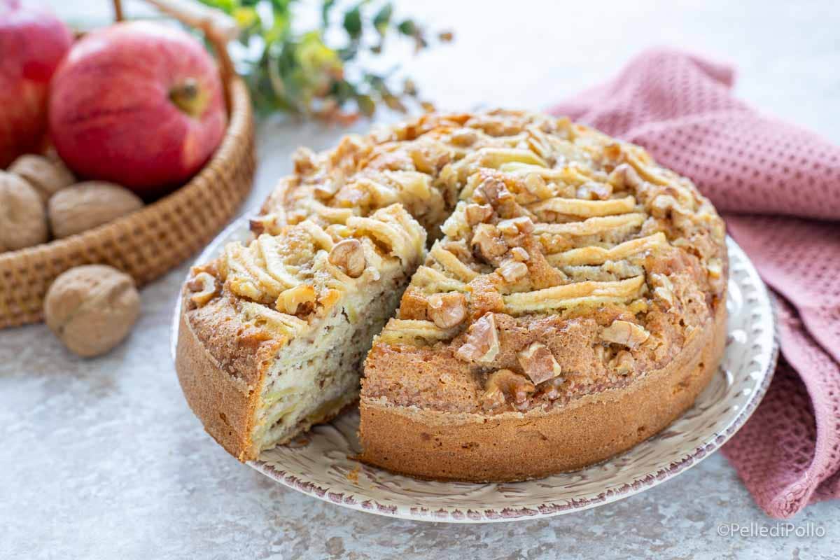 Gâteau aux pommes et aux noix