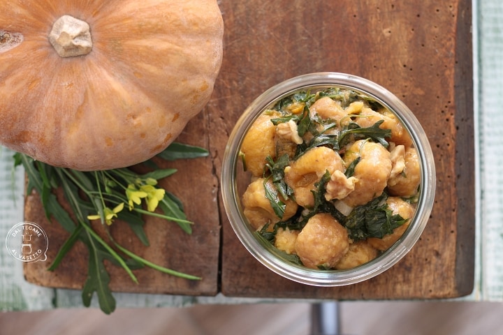 Gnocchis à la courge en cuisson en bocal