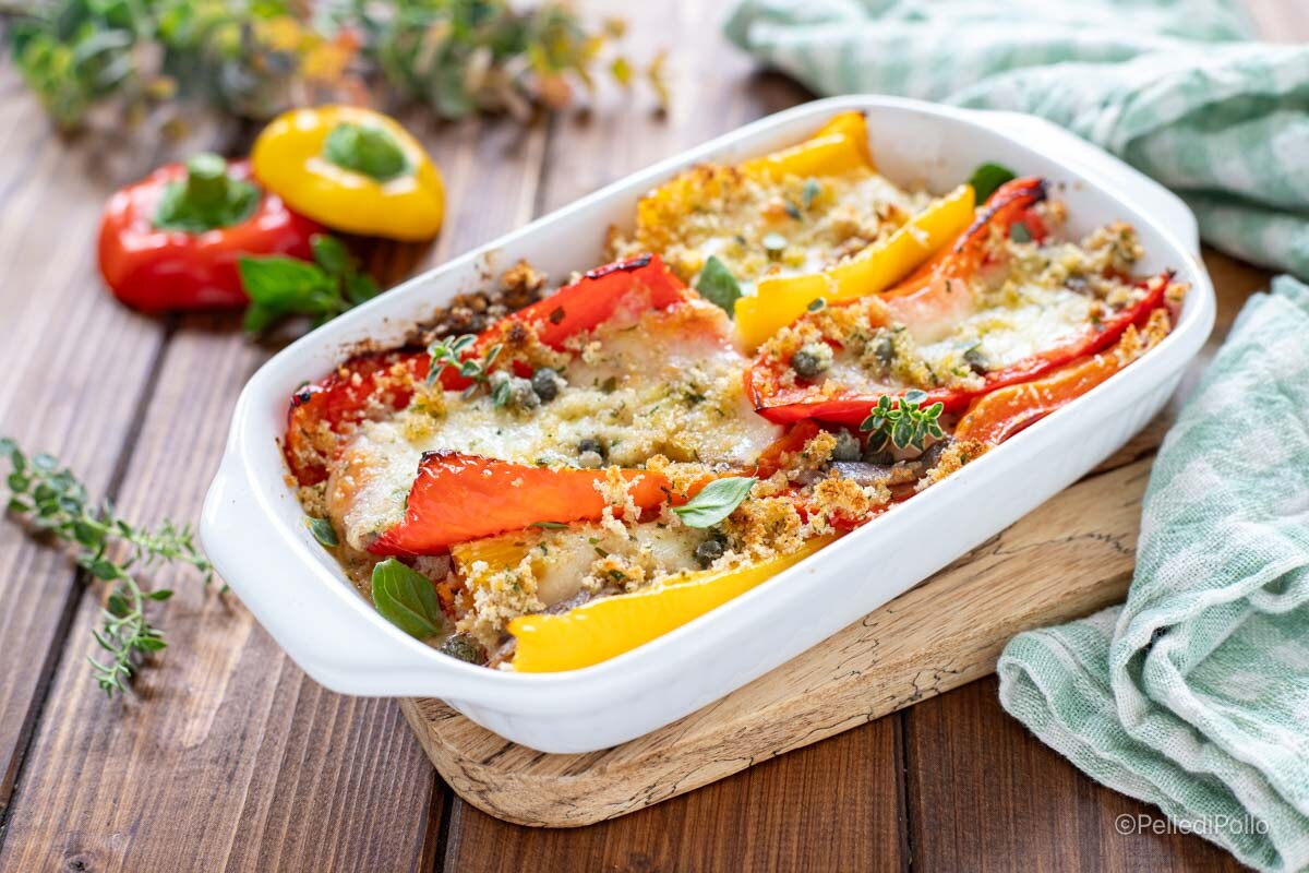 Gratin de poivrons et mozzarella