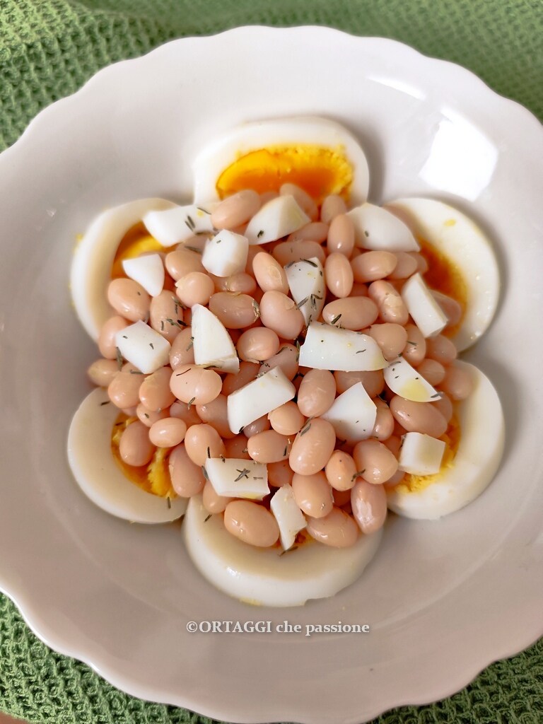 haricots et œufs borlotti ou cannellini