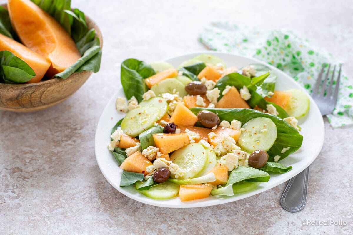 Salade de melon, concombres et feta