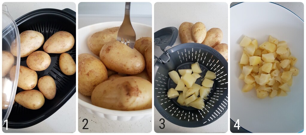 salade de pommes de terre avec pesto, thon et œufs