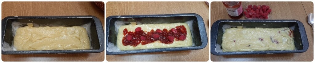 Cake aux framboises recouvert de chocolat blanc